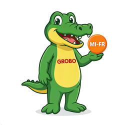 Firefly_neben dem krokodil ein button kommen über die hand wo in einem orangen kreis -MI-FR- 374330