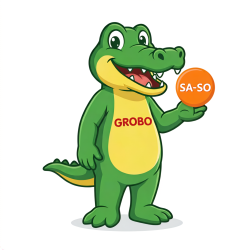 Firefly_neben dem krokodil ein button kommen über die hand wo in einem orangen kreis -SA-SO- 937806